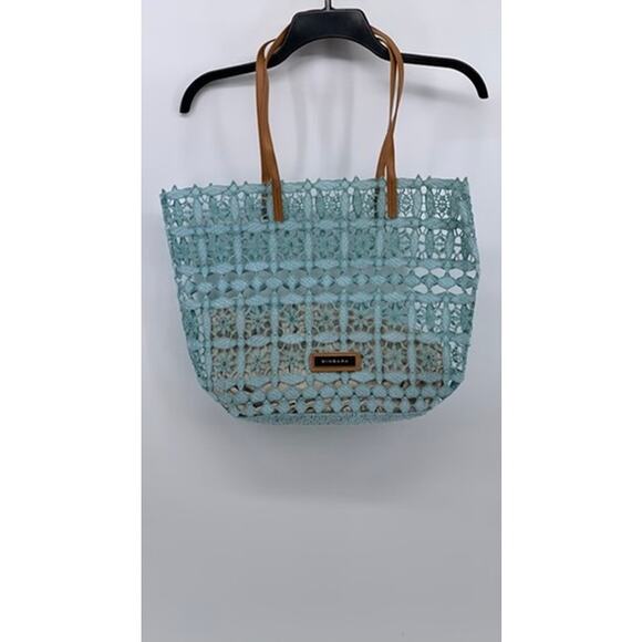 ZINGARA Women's Light Blue Floral Square Lace Large Tote Bag - Picture 1 of 8